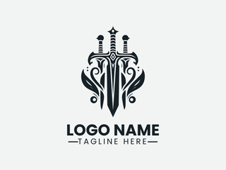 Medieval Swords Logo Design, Historical Swords Logo, Weapon Swords Logo