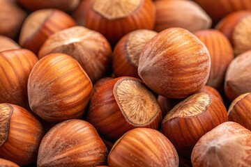 Fototapeta premium Close-Up of Hazelnuts in Shell Background