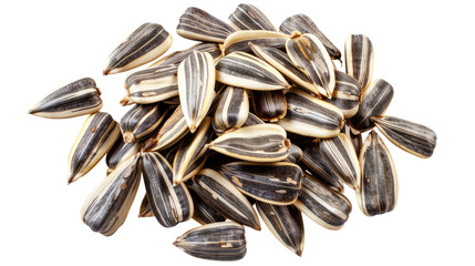 Sunflower Seed Pile: Close-up shot of a pile of sunflower seeds, showcasing their distinctive shape, color, and texture, perfect for culinary use and healthy snacking.