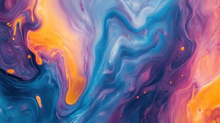 Fototapeta premium Abstract Symphony of Colors: A swirling dance of vibrant hues, a kaleidoscope of liquid forms, and an emotional canvas of blended shades create a visually stunning abstract image.