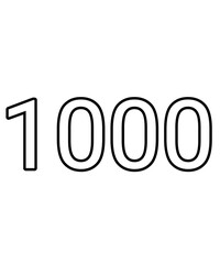 Black and white color numbers 1000