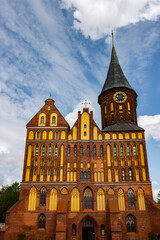 Fototapeta premium Kaliningrad, Kaliningrad region, Russia, May 14, 2022. Close up view of the Cathedral