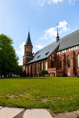 Kaliningrad, Kaliningrad region, Russia, May 14, 2022. Cathedral on Kant Island in summer vertical