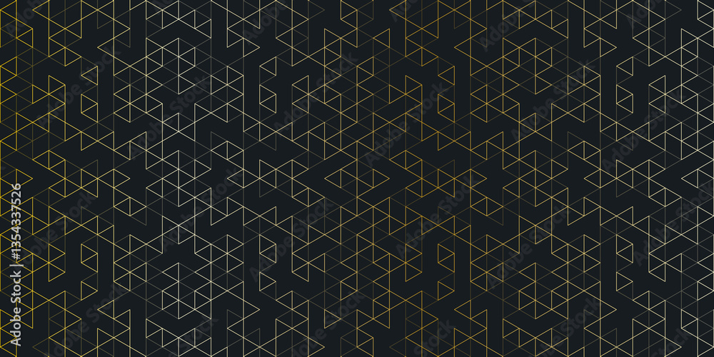 Poster Abstract seamless pattern with a geometric background of polygonal golden lines. Stylish texture