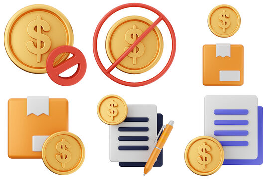 3d trading money transaction finance currency icon set bundle illustration