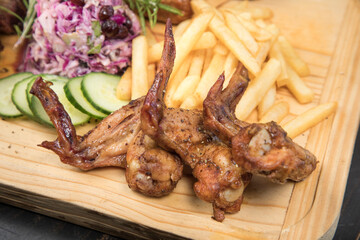 Spicy Chicken Wings with Fries