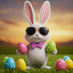 easter bunny with easter eggs