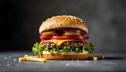 Cheese burger and French fries