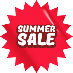Summer sale round red sticker isolated on white. Price sticker, sale sticker, price tag, retro label, sale or discount sticker, promotional badge set, shopping label png. Summer sale poster and banner