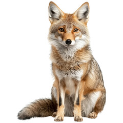 Fototapeta premium wild animal with bushy tail and sharp features, showcasing its natural beauty and alertness. This fox embodies essence of wilderness
