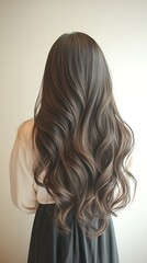Fototapeta premium Long Wavy Brunette Hair for Studio Shot.