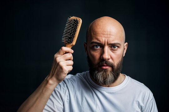 a person with a bald head with comb and a goatee wearing a white t-shirt against a black background sa&ccedil; kel tarak