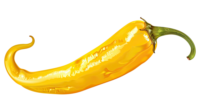 Yellow Chili Pepper: A vibrant, eye-catching yellow chili pepper, showcasing its distinctive shape and texture, ready to add zest to any culinary creation.