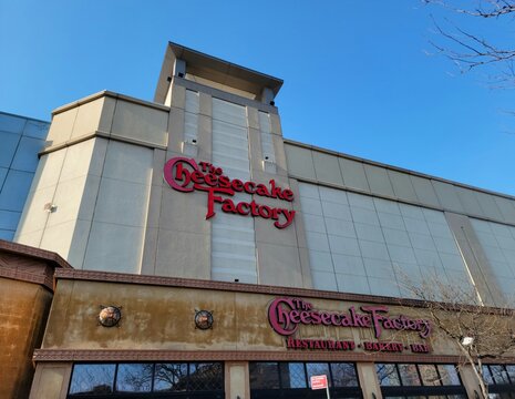 Cheesecake Factory restaurant outside signage, Elmhurst, NYC. Photograph by Artist Nadia Russ.