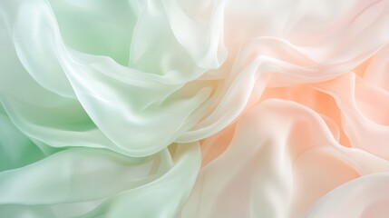 Fototapeta premium Soft, pastel, silk fabric folds, mint green to peach