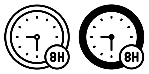 Working hours editable stroke outline icon isolated on white background flat vector illustration, black outline, Pixel perfect