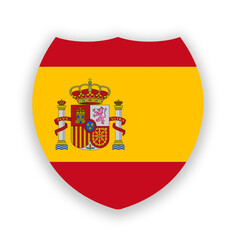 Spanish national flag in the shape of a shield isolated on white. Illustration