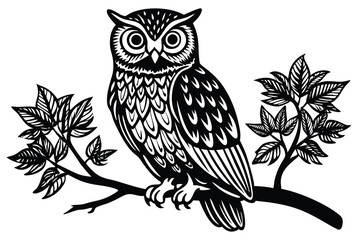 silhouette of an owl black on white