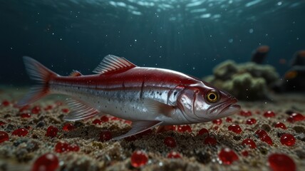 Fototapeta premium Red fish in underwater scene