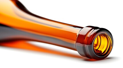 Amber glass bottle neck close-up.