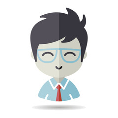 Man character face avatar in glasses vector icon