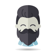 Bearded man's face vector icon. Hipster character