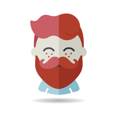 Bearded man's face vector icon. Hipster character