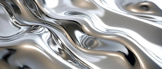 Shiny silver abstract shapes reflecting light and creating texture