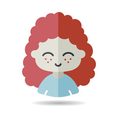 Woman girl with curly hairstyle vector icon