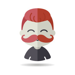 Man boy with mustache avatar vector icon
