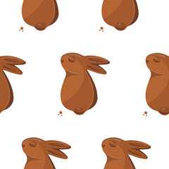 pattern with gingerbread cookies in the shape of a rabbit with small ears and a round tail, for various Easter decorations