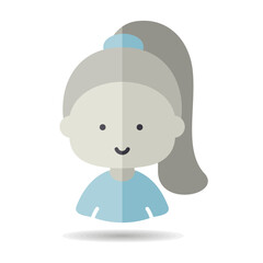 Woman girl head with ponytail vector icon