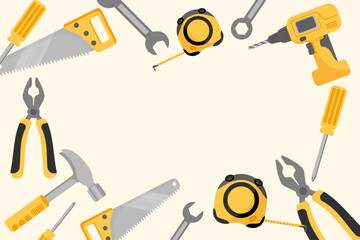A vector illustration featuring a frame of various hand tools, perfect for DIY, construction, or tool-related backgrounds and designs.