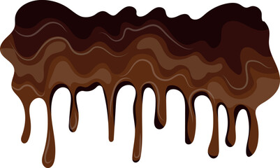 melted dark chocolate that dynamically flows down in large drops, for various backgrounds or as part of a design