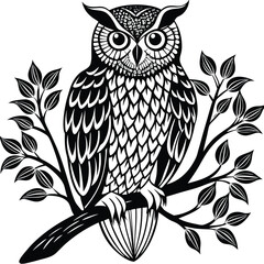 Fototapeta premium Silhouette of an owl on a branch vector