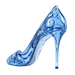 Electric Blue High Heels with Spiral Design Isolated on Transparent Background
