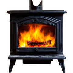 A Fire Crackling in a Wood Stove Isolated on Transparent Background