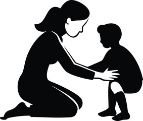 Loving Mother Guiding Her Child's First Steps