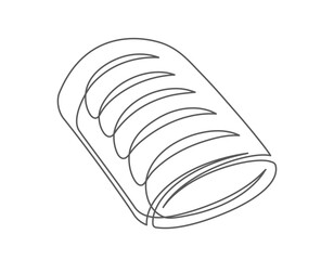 Bun continuous one line icon isolated on white background. Bakery symbol art drawing. Bun design outline. Editable stroke. Vector illustration