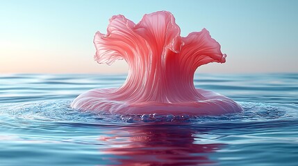 Pink Organic Form in Water Abstract Nature Image