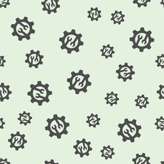 Two wrenches in cogwheel gear solid seamless pattern, repair service theme. Vector graphics. Mechanic tools, custom settings sign background, filled with glyphs icon.