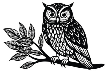 Silhouette of an owl on a branch