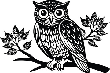 Obraz premium Silhouette of an owl on a branch