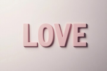 
A modern, minimalist design featuring the word "LOVE" in bold letters with soft pink hues on a white background