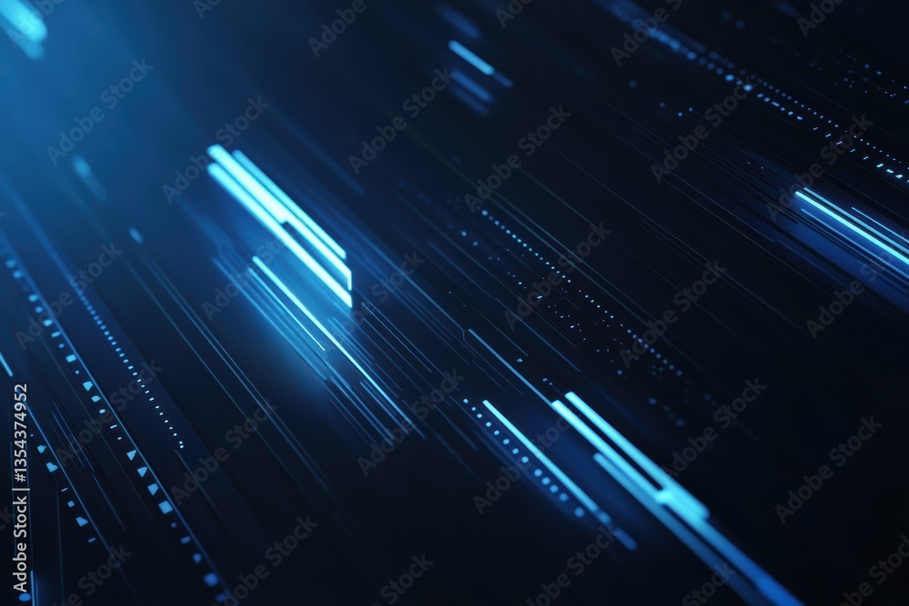 Poster abstract tech background featuring upward arrow design with dynamic light trails