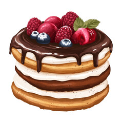 Delicious Chocolate Cake with Raspberries and Blueberries Sweet Treat Bakery Dessert