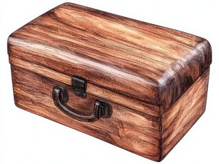 Wooden Storage Box with Vintage Design and Metal Handle