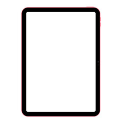Tablet with blank screen isolated on white background,   Pink aluminum body in 2025,  11 inch. Vector illustration Ai