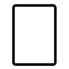 Tablet with blank screen isolated on white background,   Blue aluminum body in 2025,  11 inch. Vector illustration Ai