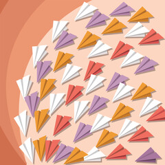 Abstract Background With Flying Paper Planes